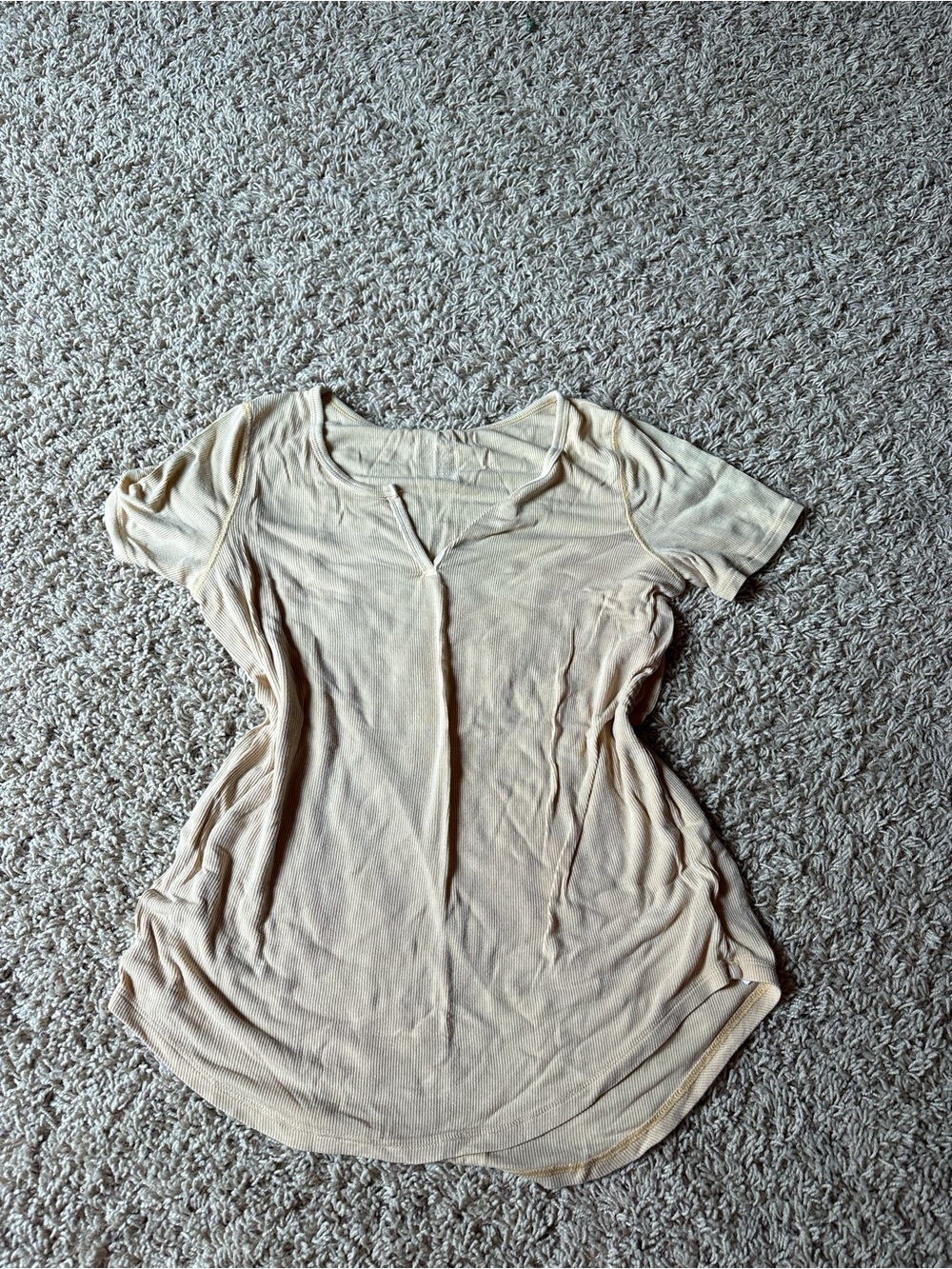 American Eagle Outfitters Cream Short-Sleeve V-Neck Tee